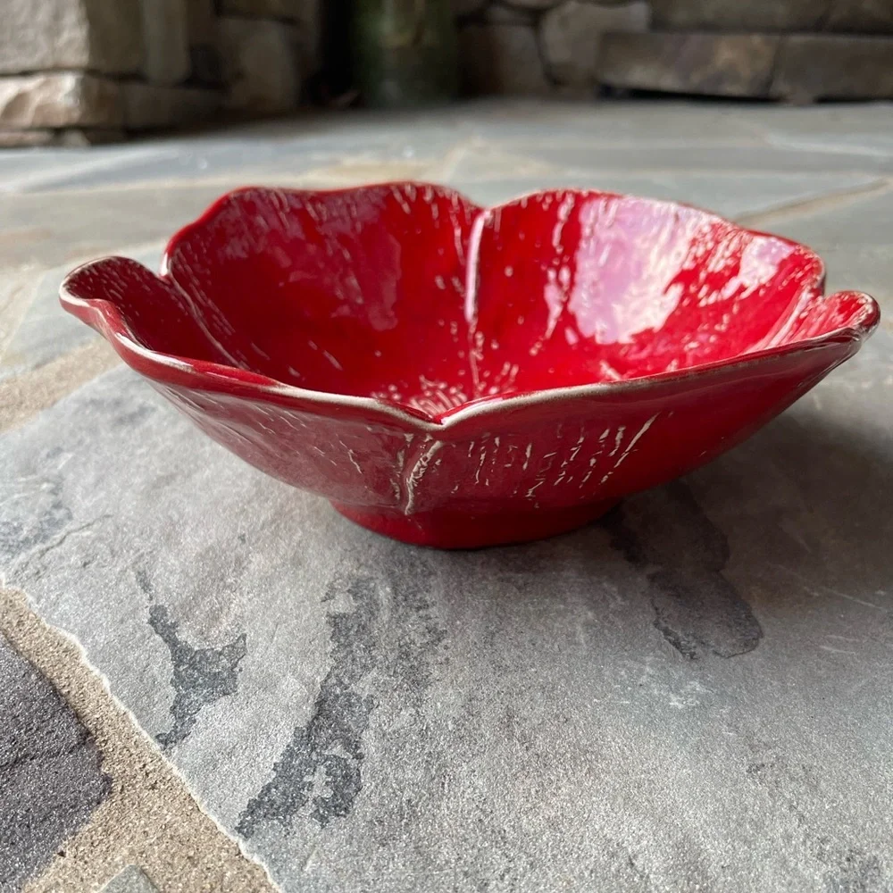 New🌟Anthropologie-Red Poppy Bowl -Small